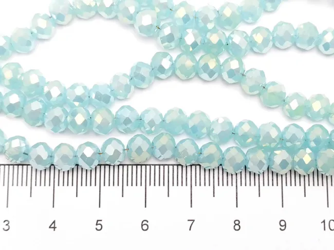 Margele cristal rondel fatetat 6x4mm aqua opal AB (sirag)