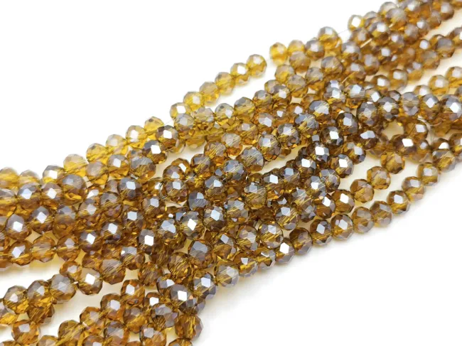 Margele cristal rondel fatetat 6x4mm coniac deschis lustered (sirag)