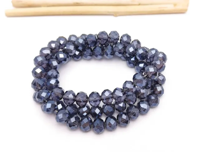 Margele cristal rondel fatetat 6x4mm indigo inchis lustered (sirag)