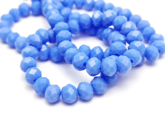 Margele cristal rondel fatetat 6x4mm albastru opac (sirag)