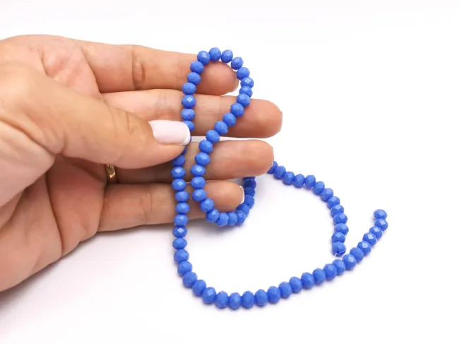 Margele cristal rondel fatetat 6x4mm albastru opac (sirag)