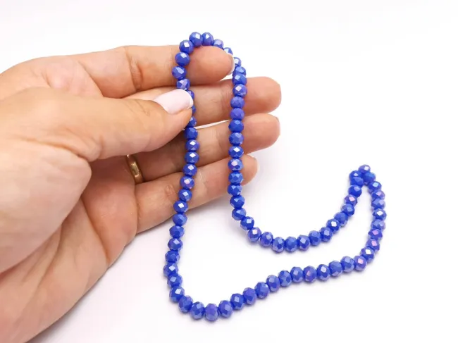 Margele cristal rondel fatetat 6x4mm albastru opac AB (sirag)