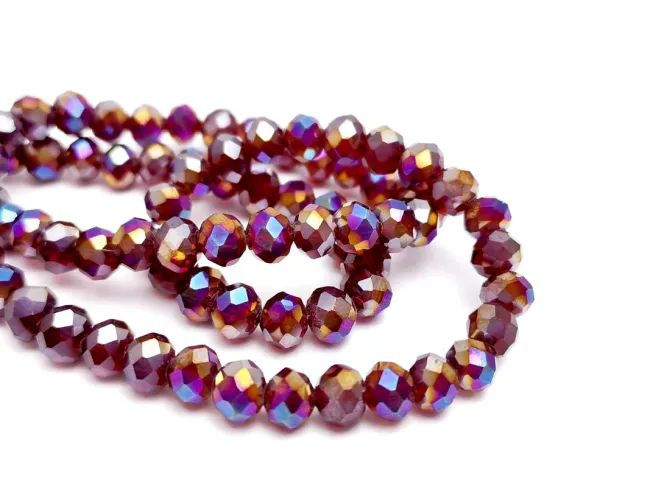 Margele cristal rondel fatetat 6x4mm burgundy AB (sirag)