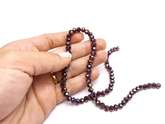 Margele cristal rondel fatetat 6x4mm burgundy AB (sirag)