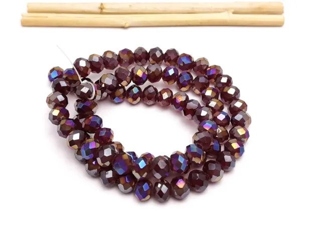 Margele cristal rondel fatetat 6x4mm burgundy AB (sirag)