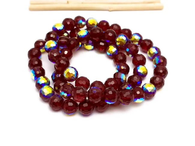 Margele cristal rotund micofatetat electroplacat 7.5~8mm burgundy AB (sirag)