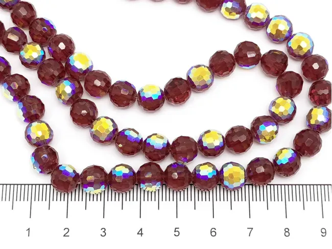 Margele cristal rotund micofatetat electroplacat 7.5~8mm burgundy AB (sirag)