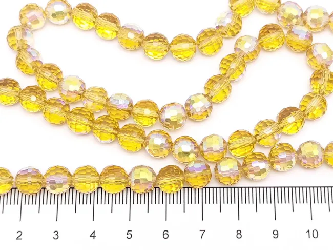 Margele cristal rotund micofatetat electroplacat 7.5~8mm auriu AB (sirag)
