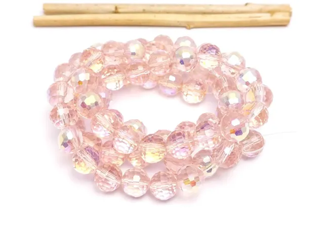 Margele cristal rotund micofatetat electroplacat 7.5~8mm roz AB (sirag)