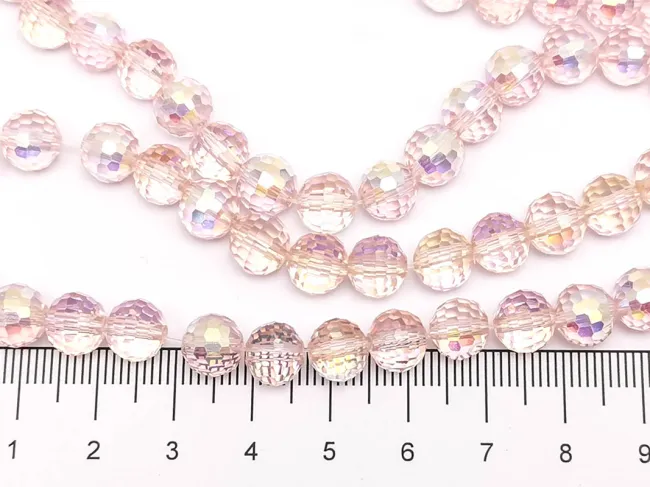 Margele cristal rotund micofatetat electroplacat 7.5~8mm roz AB (sirag)