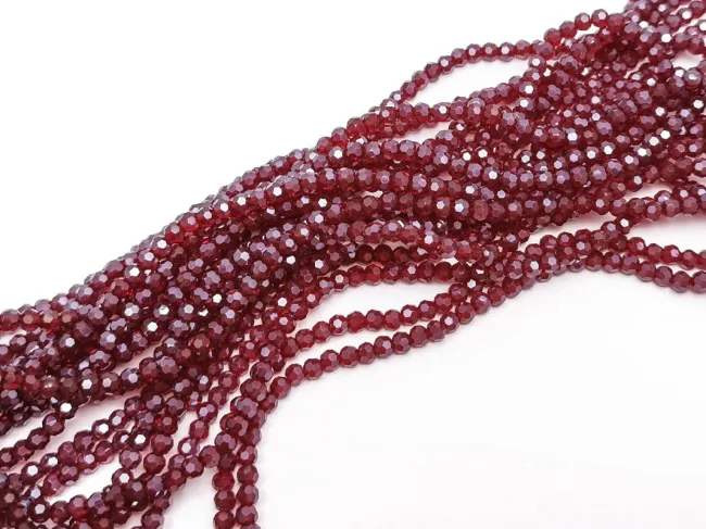 Margele cristal rotund fatetat 3~3.5mm burgundy lustered (sirag)