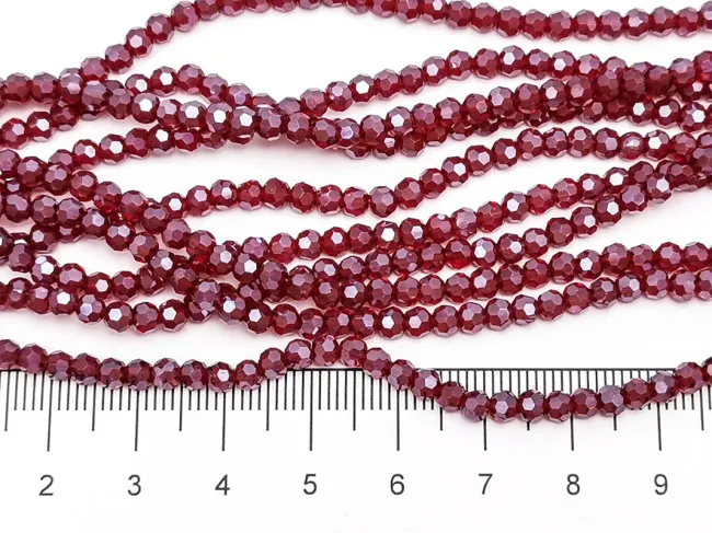 Margele cristal rotund fatetat 3~3.5mm burgundy lustered (sirag)