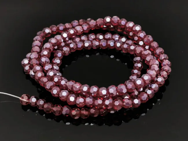Margele cristal rotund fatetat 3~3.5mm burgundy lustered (sirag)