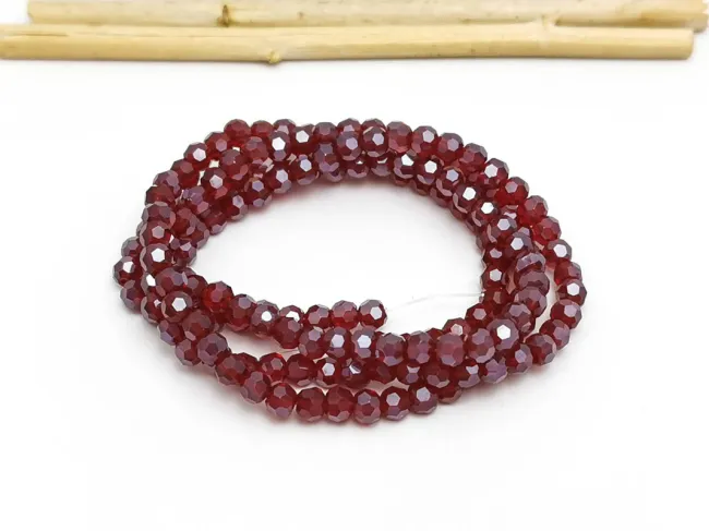 Margele cristal rotund fatetat 3~3.5mm burgundy lustered (sirag)