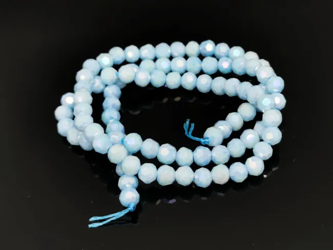 Margele cristal rotund fatetat 4mm aqua opac lustered (sirag)