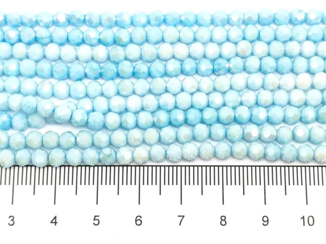 Margele cristal rotund fatetat 4mm aqua opac lustered (sirag)