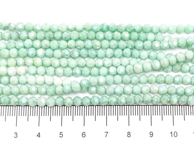 Margele cristal rotund fatetat 4mm verde turcoaz opac lustered (sirag)