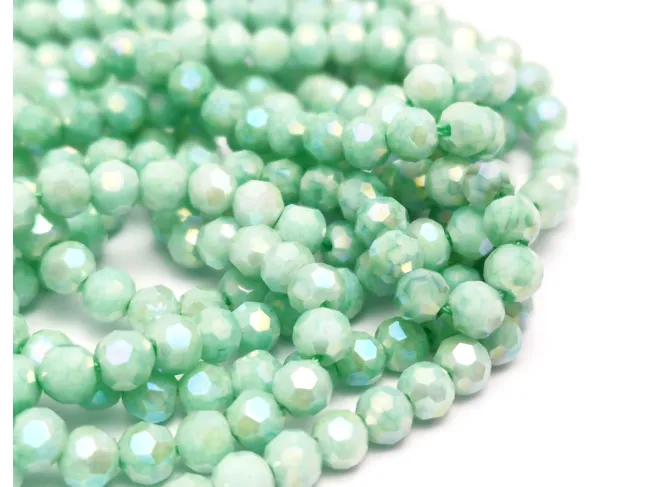 Margele cristal rotund fatetat 4mm verde turcoaz opac lustered (sirag)