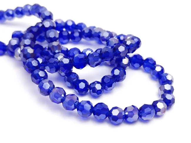 Margele cristal rotund fatetat 6mm blue lustered (sirag)