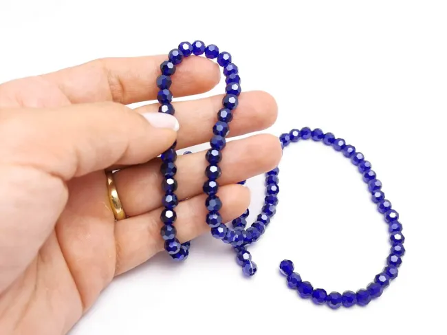Margele cristal rotund fatetat 6mm blue inchis lustered (sirag)