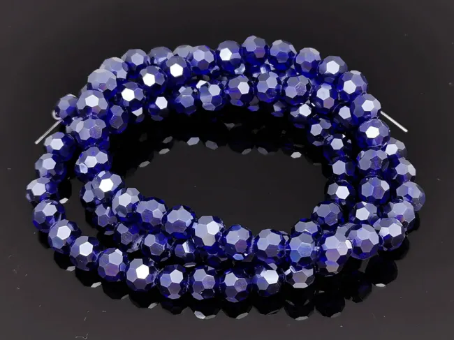 Margele cristal rotund fatetat 6mm blue inchis lustered (sirag)