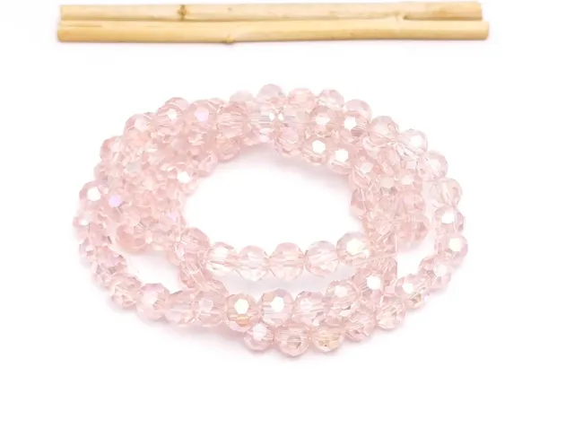Margele cristal rotund fatetat 6mm roz AB (sirag)