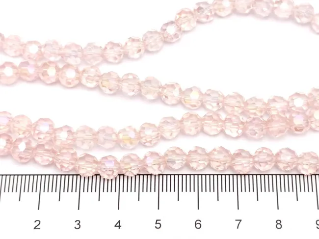 Margele cristal rotund fatetat 6mm roz AB (sirag)