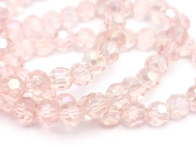 Margele cristal rotund fatetat 6mm roz AB (sirag)