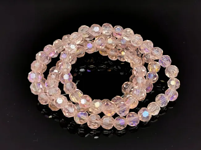 Margele cristal rotund fatetat 6mm roz AB (sirag)
