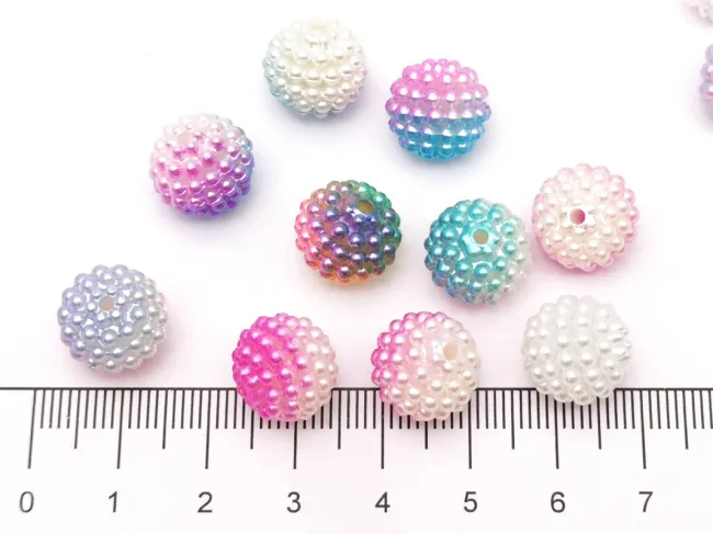 Margele acrilice mure perlate 12mm multicolor (50buc)