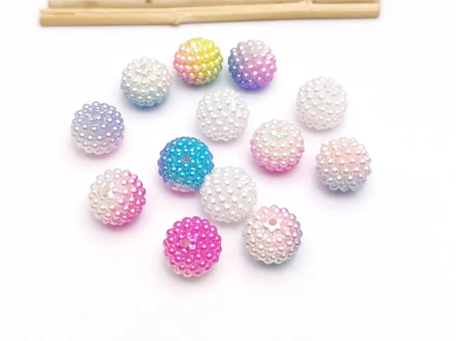 Margele acrilice mure perlate 12mm multicolor (50buc)