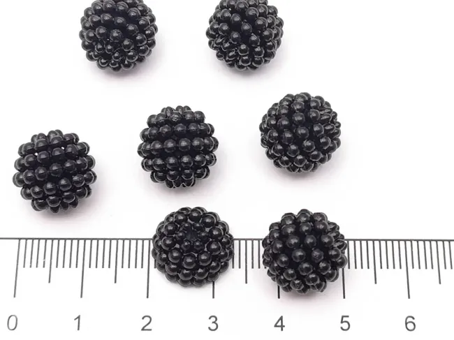 Margele acrilice mure 12mm negru (50buc)