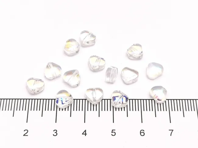 Margele sticla inima 6x6x4mm transparent AB (10buc)