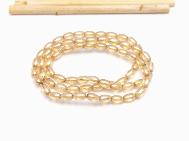 Margele sticla ovale 6x3.5mm luster silk (sirag)