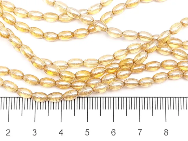 Margele sticla ovale 6x3.5mm luster silk (sirag)
