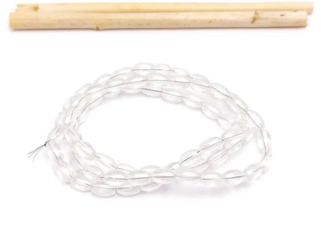 Margele sticla ovale 6x3.5mm transparent AB (sirag)