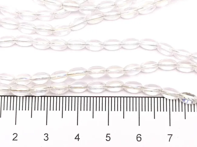 Margele sticla ovale 6x3.5mm transparent AB (sirag)