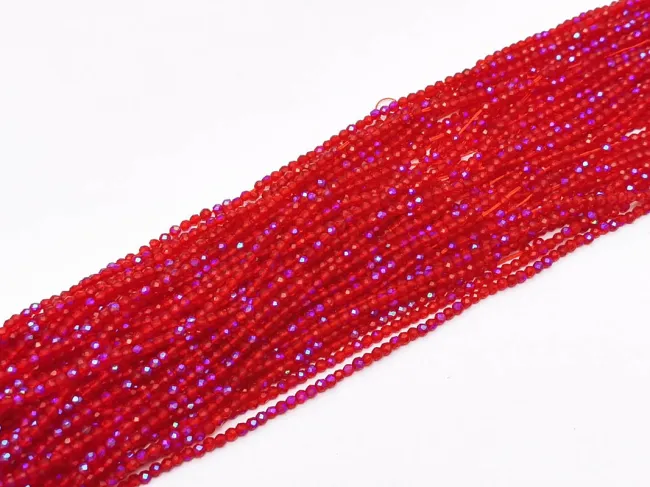 Margele cristal rotund fatetat electroplacat 2mm rosu rubin heliotrop (sirag)