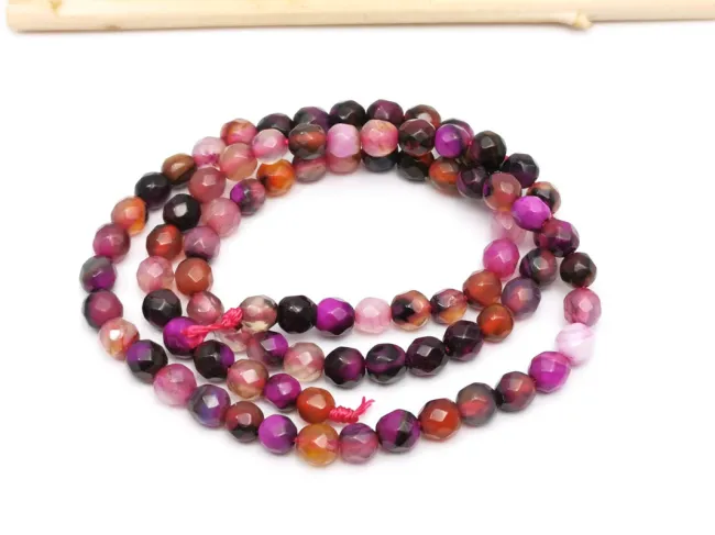 Sirag agate fatetat 4mm fucsia maro