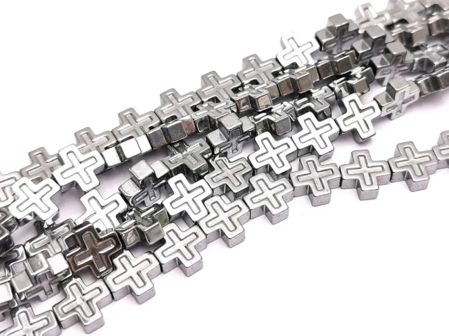 Sirag hematit cruce 6.5x6.5x3mm argintiu