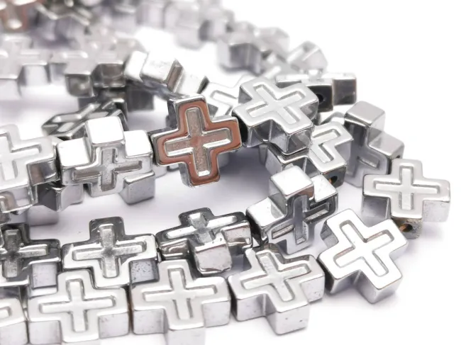 Sirag hematit cruce 6.5x6.5x3mm argintiu