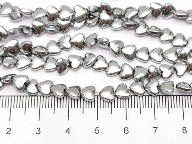 Sirag hematit inima 6x5mm argintiu