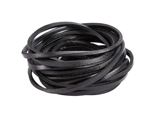 Snur piele naturala plata 5x4mm negru