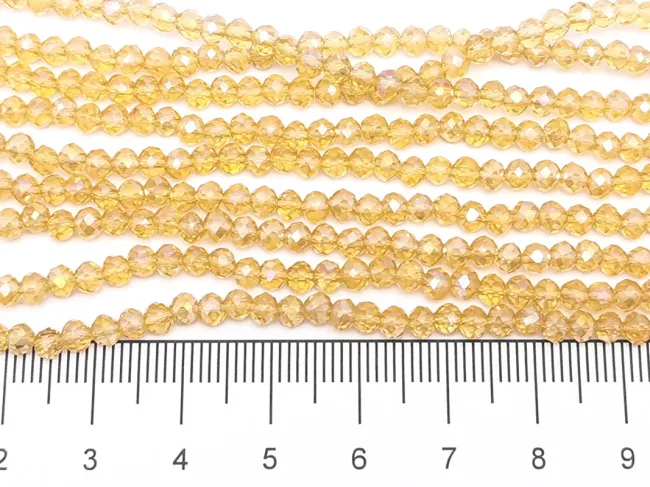 Margele cristal rondel electroplacat 3.5x3mm auriu deschis lustered (sirag)