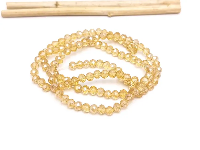 Margele cristal rondel electroplacat 3.5x3mm auriu deschis lustered (sirag)