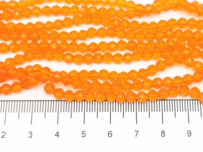 Margele cristal rondel fatetat 4x3mm portocaliu (sirag)