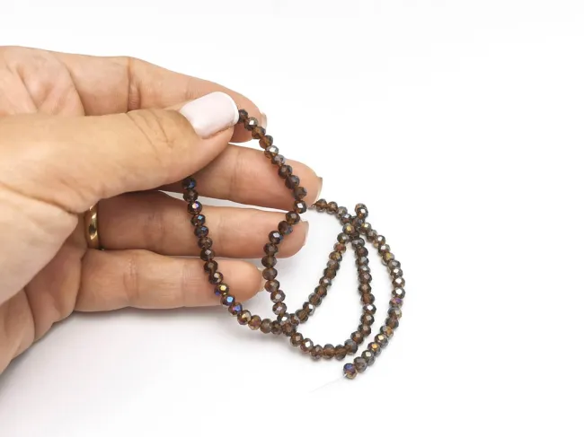 Margele cristal rondel fatetat 4x3mm maro AB (sirag)