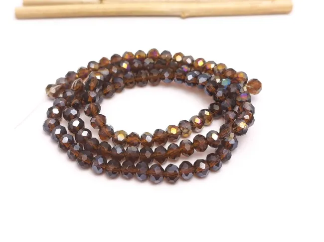 Margele cristal rondel fatetat 4x3mm maro AB (sirag)