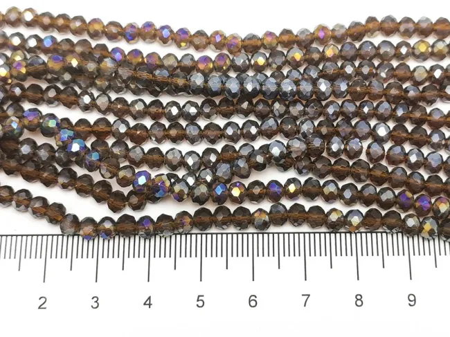 Margele cristal rondel fatetat 4x3mm maro AB (sirag)