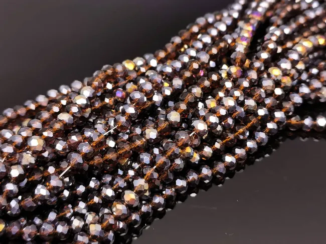 Margele cristal rondel fatetat 4x3mm maro AB (sirag)